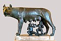 Image 38Capitoline Wolf, sculpture of the she-wolf feeding the twins Romulus and Remus, the most famous image associated with the founding of Rome. According to Livy, it was erected in 296 BC. (from Founding of Rome)