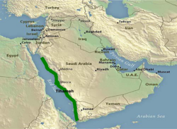 An approximate map of the Tihamah region (in green)