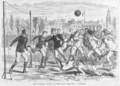 Image 16From 1866 to 1883, the laws provided for a tape between the goalposts (from Laws of the Game (association football))