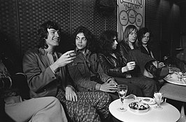 Free en Winwood in 1970. V.l.n.r. Steve Winwood, Andy Fraser, Paul Rodgers, Simon Kirke, Paul Kossoff