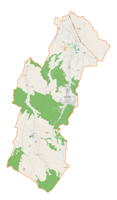 Mapa konturowa gminy Iwonicz-Zdrój, blisko centrum po lewej na dole znajduje się punkt z opisem „Lubatowa”