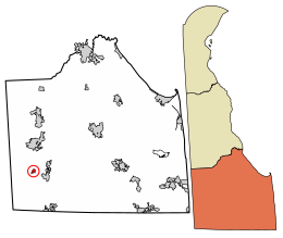 Location of Bethel in Sussex County, Delaware.