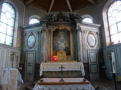 Maître-autel avec peinture sur toile du retable : Adoration des bergers.