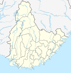 Mapa konturowa Agderu, na dole znajduje się punkt z opisem „Kristiansand”