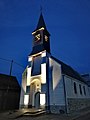 L'église Saint-Éloi de nuit.