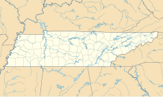 Mapa konturowa Tennessee, po lewej znajduje się punkt z opisem „Medon”