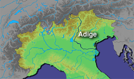 Mapa rieky v Taliansku