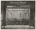 Fabrication du chocolat : l'atelier Meunier de broyage . Image provenant du "Dictionnaire encyclopédique de l'épicerie et des industries annexes" par Albert Seigneurie, édité par "L'Épicier" en 1904, page 183.