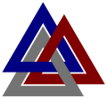 De Valknut als een gesloten 3-schakelketting (Knopen Atlas L6n1)