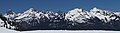 Goat Mountain to right, American Border Peak and Mount Larrabee to left. Slesse centered.