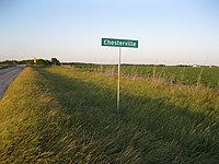 Chesterville sign on FM 2764 looking northeast