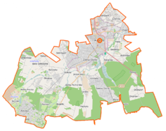 Mapa konturowa gminy Piaseczno, w centrum znajduje się punkt z opisem „Jazgarzew”