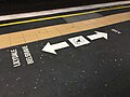 The Platform markings at Box Hill station indicating directions of travel, July 2020