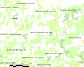 Mapa obce Saint-Laurent-des-Bâtons