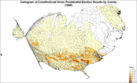 Cartogramma dei risultati del "Constitutional Union" per contea