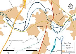 Carte représentant les différents cours d'eau d'un territoire.