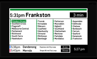 Newer style colour LCD PID used on the platforms at Flinders Street Station