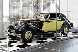 One of 53 Horch 670, built from 1932 to 1934, in the museum mobile of Audi Forum in Ingolstadt, front and left side