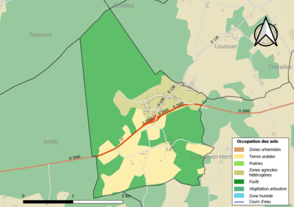 Carte des infrastructures et de l'occupation des sols de la commune en 2018 (CLC).