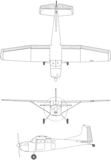 3-view line drawing of the Cessna U-17A