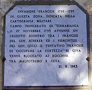 Targa commeorativa dei combattimenti durante l'invasione napoleonica, affissa sul muro della chiesa di San Grato