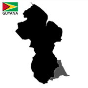 Guyana Outline Map Country Shape Black Corner Flag and Label.png