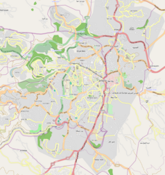 Mapa konturowa Jerozolimy, po prawej znajduje się punkt z opisem „miejsce bitwy”