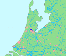 Kaart van Nederland met het Noordzeekanaal