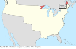 Map of the change to the international disputes involving the United States in central North America on August 5, 1835