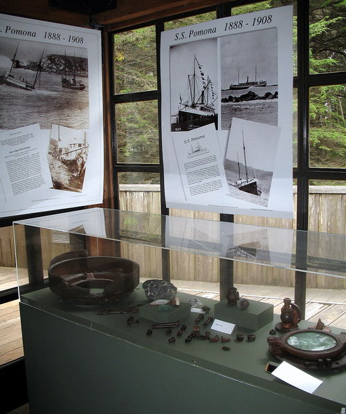 File:SS Pomona display, Fort Ross State Historic Park, Fort Ross, CA 7-5-2010 5-23-24 PM.JPG