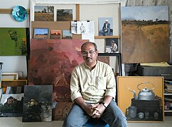 Anwar husain with his works2.jpg