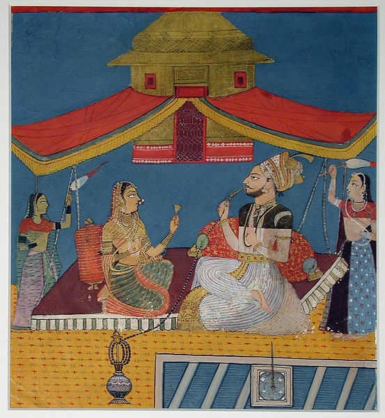 File:A man smoking a hookah on a terrace, with a woman and two maids (6125107962).jpg