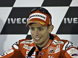 Casey Stoner lehdistötilaisuudessa vuonna 2010.