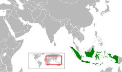 Map indicating locations of Indonesia and Qatar