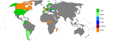 Land hvor Julian (grønt) er mye brukt