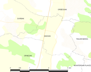 Poziția localității Sansan