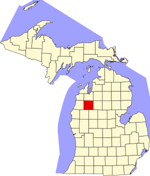 Map of Michigan highlighting Wexford County