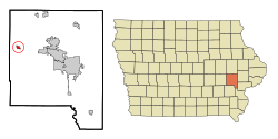 Location of Oxford, Iowa