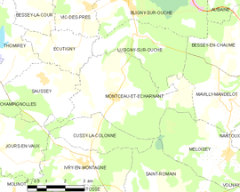 Mapa obce Montceau-et-Écharnant