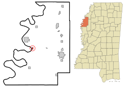 Location of Beulah, Mississippi