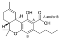 Chemical structure of Δ9-tetrahydrocannabinolic acid-C4
