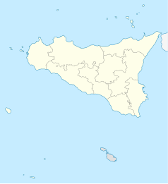 Mapa konturowa Sycylii, u góry po prawej znajduje się punkt z opisem „Librizzi”