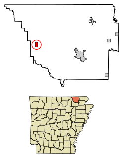 Location of Ravenden Springs in Randolph County, Arkansas.