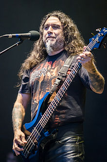 Tom Araya of Slayer performing in 2012