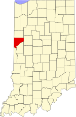 Map of Indiana highlighting Warren County