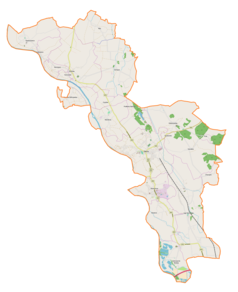 Mapa konturowa gminy Żabno, w centrum znajduje się punkt z opisem „Nieciecza”