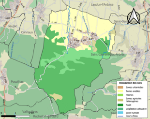 Carte en couleurs présentant l'occupation des sols.