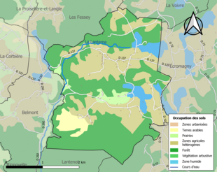 Carte en couleurs présentant l'occupation des sols.