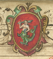 The coat of arms of Warsaw on the title page of a ledger of Old Warsaw in 1599