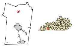 Location of Crofton in Christian County, Kentucky.